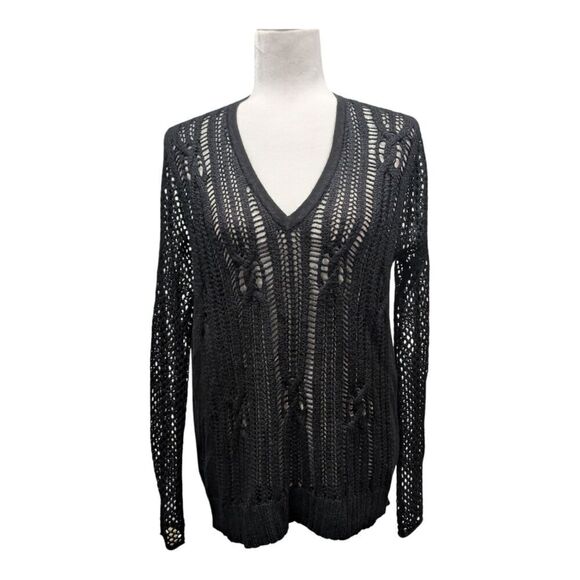 Tess Giberson Anthropologie Wool Blend Open Weave Crochet Cable Knit Sweater, M - Picture 1 of 6